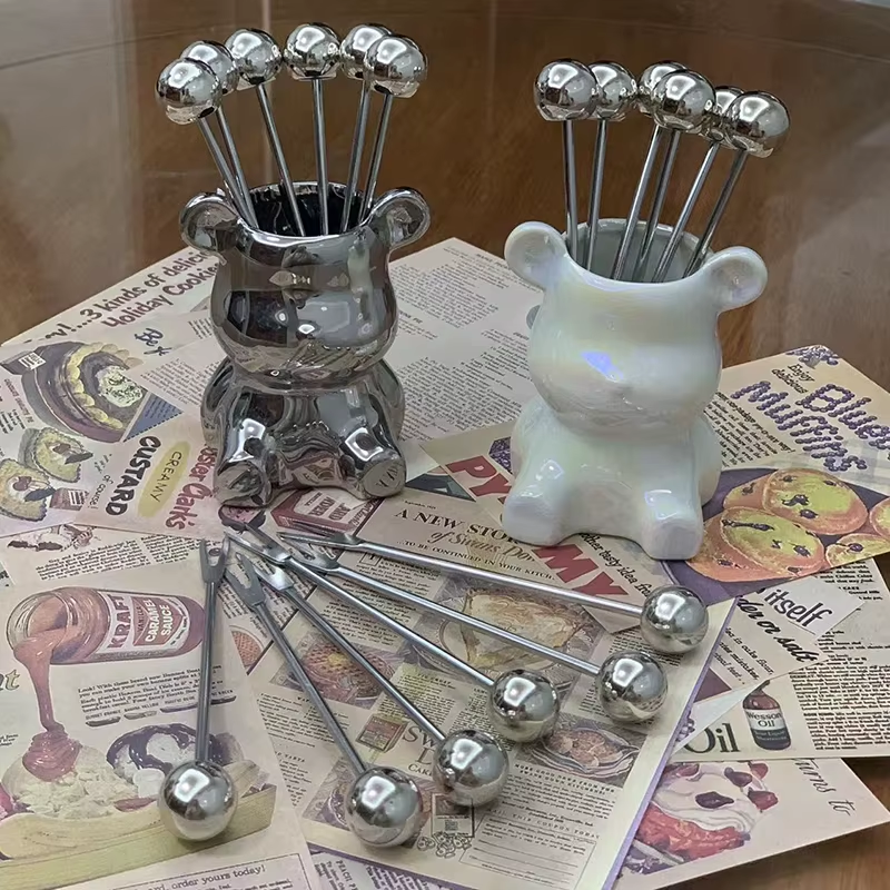 Dessert Forks with Storage Bear