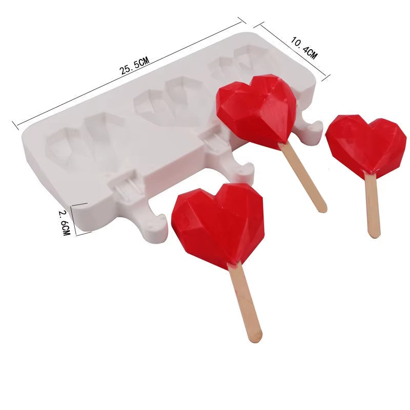 8/4/3 Hole Silicone Ice Cream Ice Cream Mold, Silicone Ice Pop Mold Popsicle Molds,Wooden Sticks, Classic Oval,Non Stick