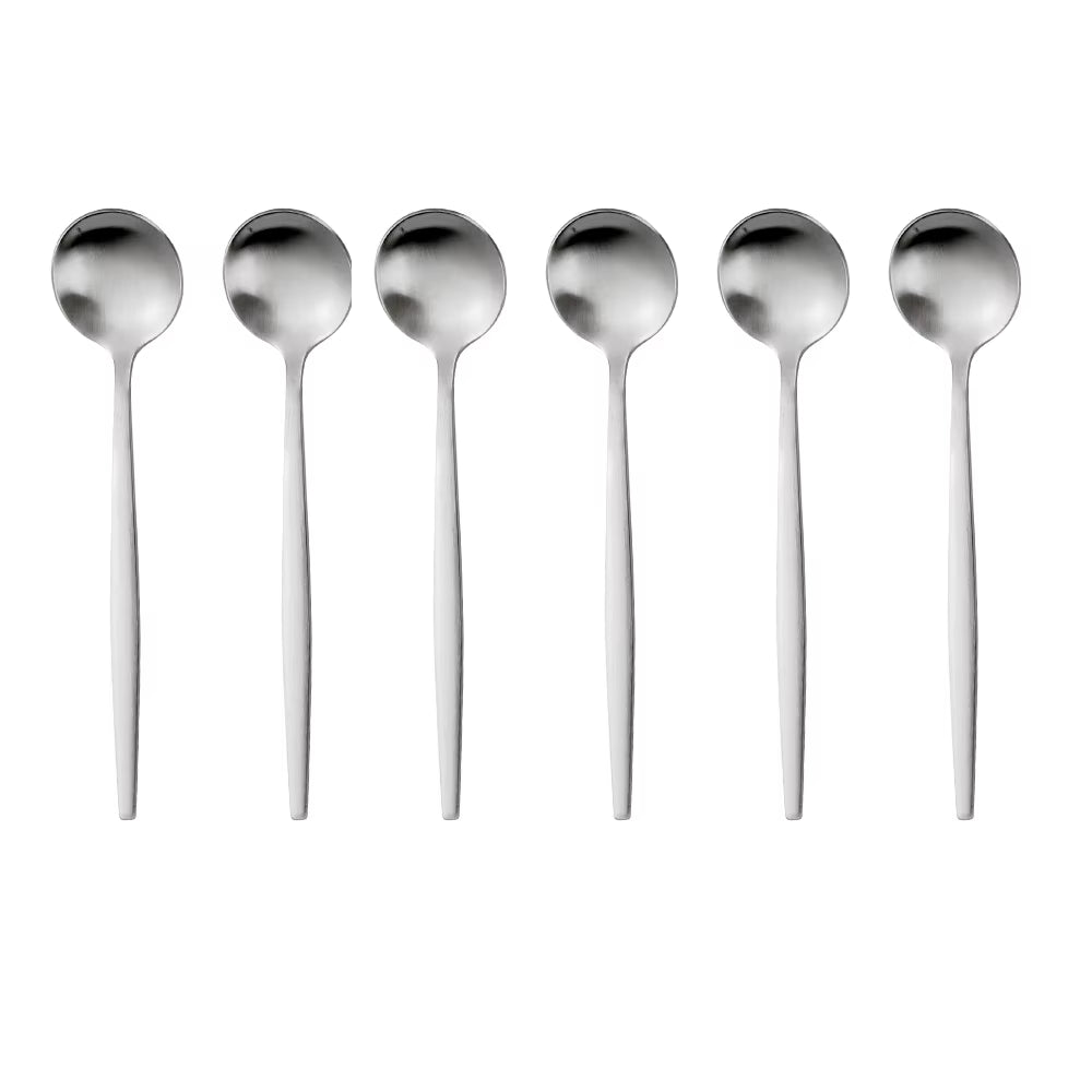6 Pieces Gold Coffee Spoon Stainless Steel Stiring Teaspoons Ice Cream Cake Dessert Spoon Set Sliver Tableware Party Cutlery