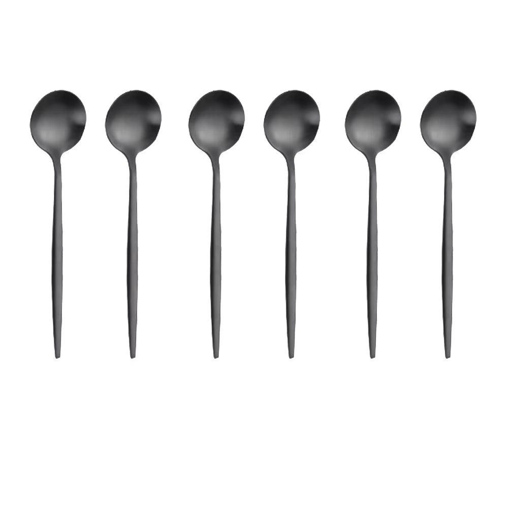 6 Pieces Gold Coffee Spoon Stainless Steel Stiring Teaspoons Ice Cream Cake Dessert Spoon Set Sliver Tableware Party Cutlery