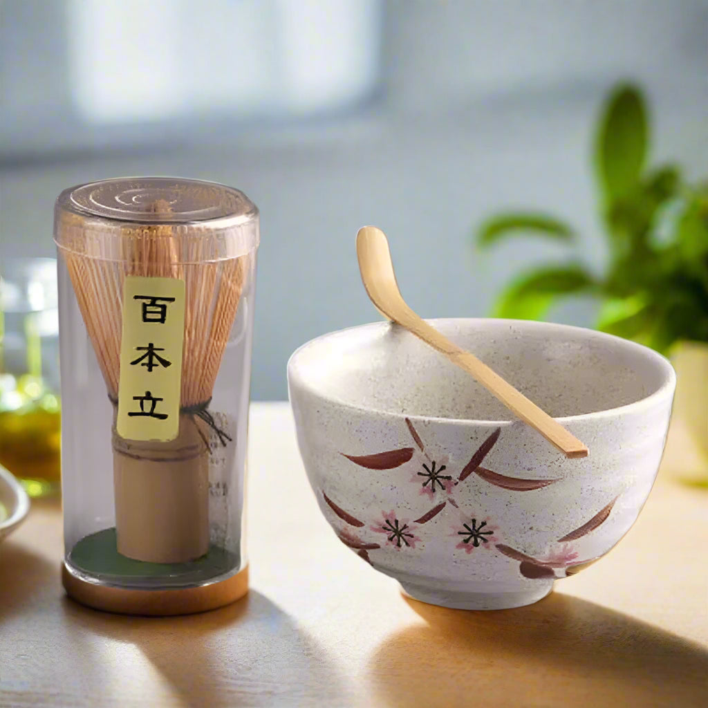 Japanese Matcha Tea Set Matcha Bowl Bamboo Whisk Holder Tray Matcha Set