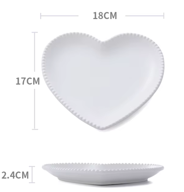 Frosted Ceramic Tableware Breakfast Plate Love Heart Dish Heart Shaped Bowl Couple Plate Creative Dessert Plates Hollowware