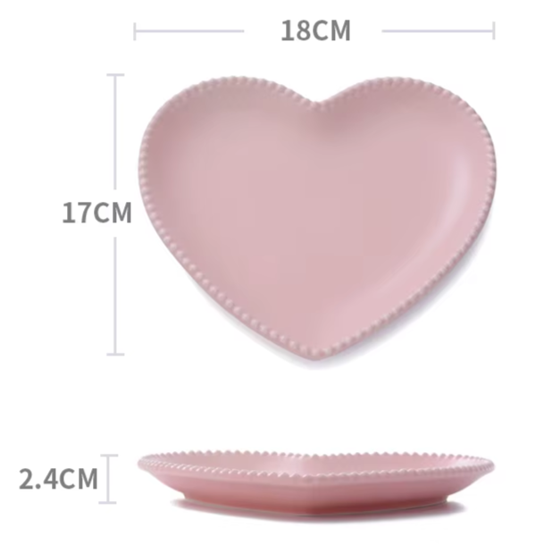 Frosted Ceramic Tableware Breakfast Plate Love Heart Dish Heart Shaped Bowl Couple Plate Creative Dessert Plates Hollowware