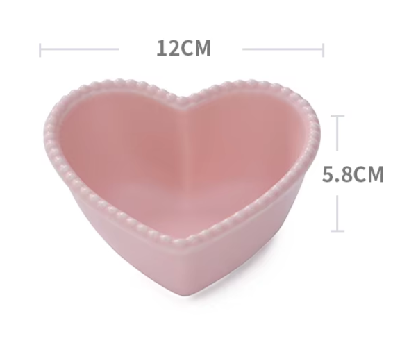 Frosted Ceramic Tableware Breakfast Plate Love Heart Dish Heart Shaped Bowl Couple Plate Creative Dessert Plates Hollowware