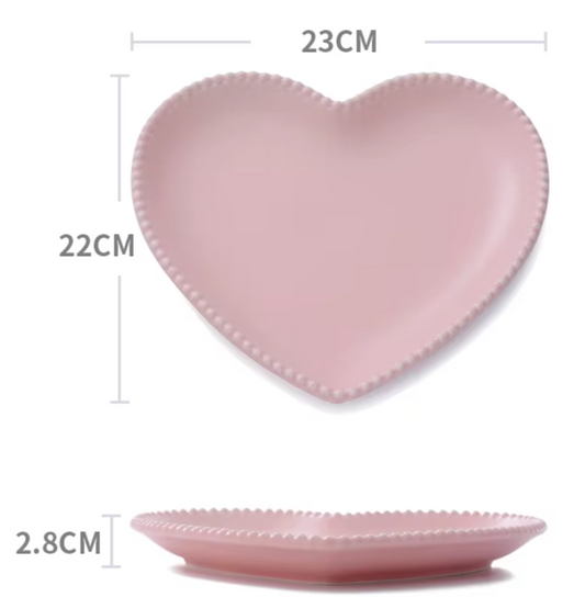 Frosted Ceramic Tableware Breakfast Plate Love Heart Dish Heart Shaped Bowl Couple Plate Creative Dessert Plates Hollowware