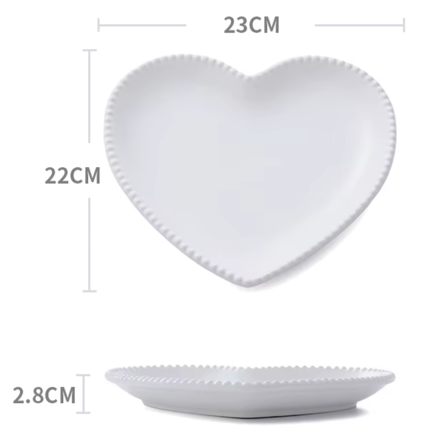 Frosted Ceramic Tableware Breakfast Plate Love Heart Dish Heart Shaped Bowl Couple Plate Creative Dessert Plates Hollowware