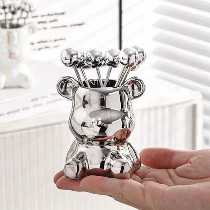 Dessert Forks with Storage Bear