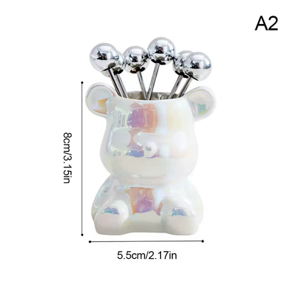 Dessert Forks with Storage Bear