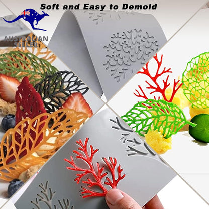 Cake Fondant Mold,Tuille Moulds Silicone,5 PCS Candy Moulds,Leaf Silicone Mold C