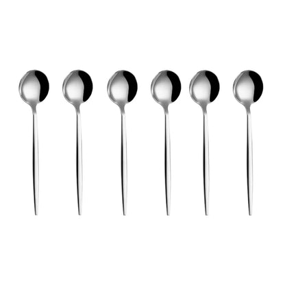 6 Pieces Gold Coffee Spoon Stainless Steel Stiring Teaspoons Ice Cream Cake Dessert Spoon Set Sliver Tableware Party Cutlery