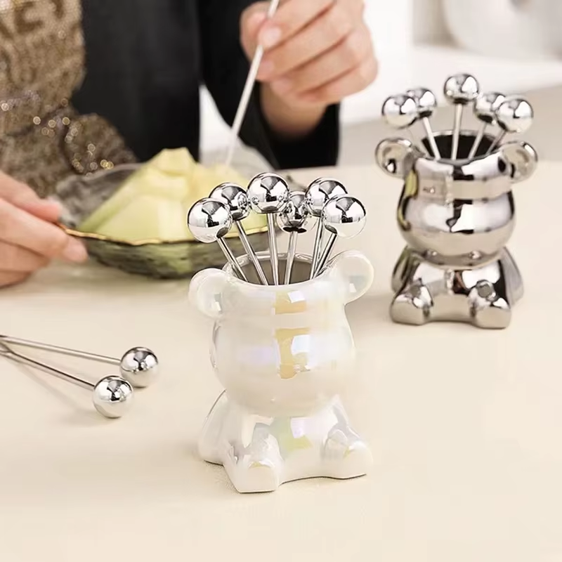 Dessert Forks with Storage Bear