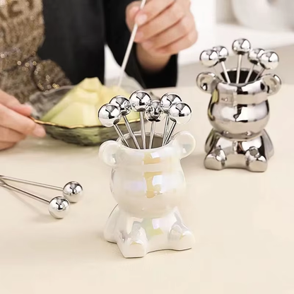 Dessert Forks with Storage Bear