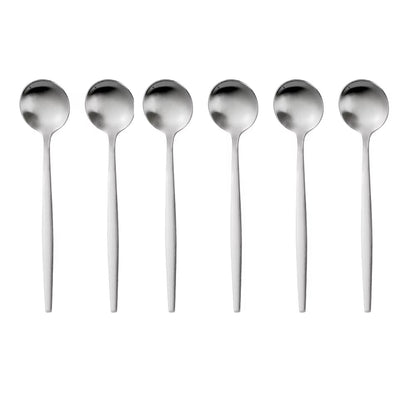 6 Pieces Gold Coffee Spoon Stainless Steel Stiring Teaspoons Ice Cream Cake Dessert Spoon Set Sliver Tableware Party Cutlery