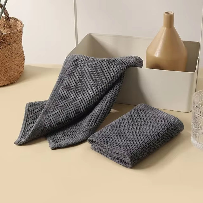 Cotton Towel Soft Absorbent Dishcloth Kitchen Dish Rags Honeycomb Towel Household Cleaning Cloth Wash Cloth Kitchen Accessories