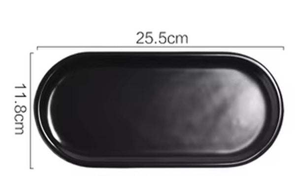 Nordic Marble Texture Tray Ceramic Oval Plate Western Dish Dessert Dish Jewelry Storage Tray