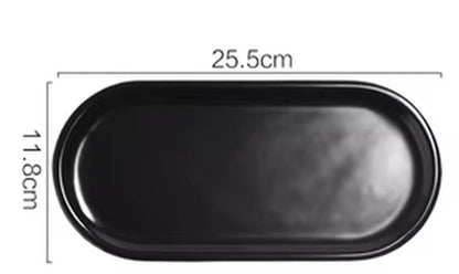 Nordic Marble Texture Tray Ceramic Oval Plate Western Dish Dessert Dish Jewelry Storage Tray