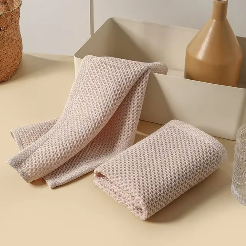 Cotton Towel Soft Absorbent Dishcloth Kitchen Dish Rags Honeycomb Towel Household Cleaning Cloth Wash Cloth Kitchen Accessories