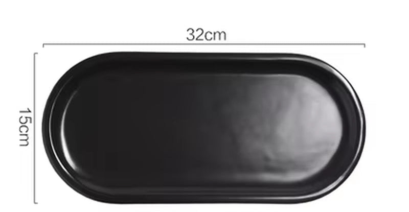Nordic Marble Texture Tray Ceramic Oval Plate Western Dish Dessert Dish Jewelry Storage Tray