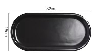 Nordic Marble Texture Tray Ceramic Oval Plate Western Dish Dessert Dish Jewelry Storage Tray