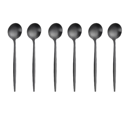 6 Pieces Gold Coffee Spoon Stainless Steel Stiring Teaspoons Ice Cream Cake Dessert Spoon Set Sliver Tableware Party Cutlery
