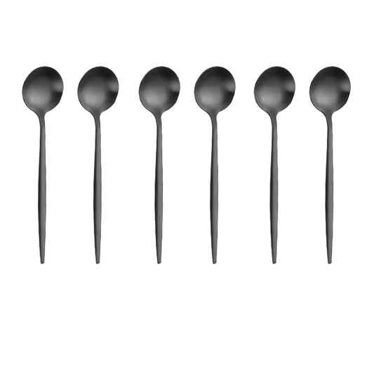 6 Pieces Gold Coffee Spoon Stainless Steel Stiring Teaspoons Ice Cream Cake Dessert Spoon Set Sliver Tableware Party Cutlery