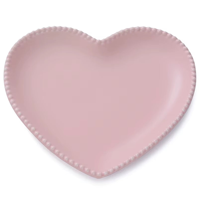 Frosted Ceramic Tableware Breakfast Plate Love Heart Dish Heart Shaped Bowl Couple Plate Creative Dessert Plates Hollowware