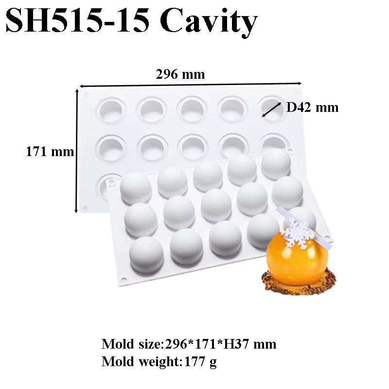 5 Types Spherical-Shaped Dessert Mousse Molds 3D Silicone Cake Mold Muffin Pan Baking Tools for Cakes Decorating Supplies