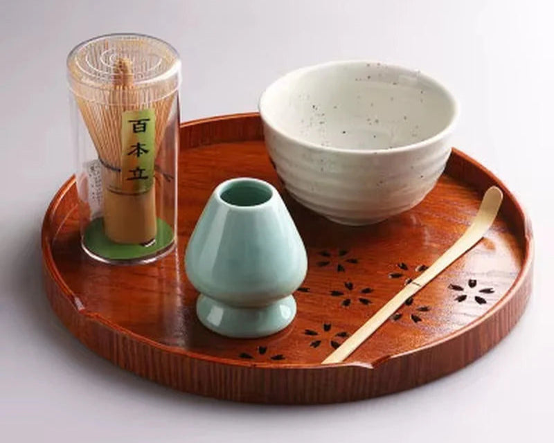 Japanese Matcha Tea Set Matcha Bowl Bamboo Whisk Holder Tray Matcha Set